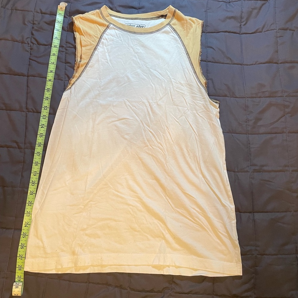 Large White and Malnourished Diarhhea Brown Urban Pipeline Muscle Shirt